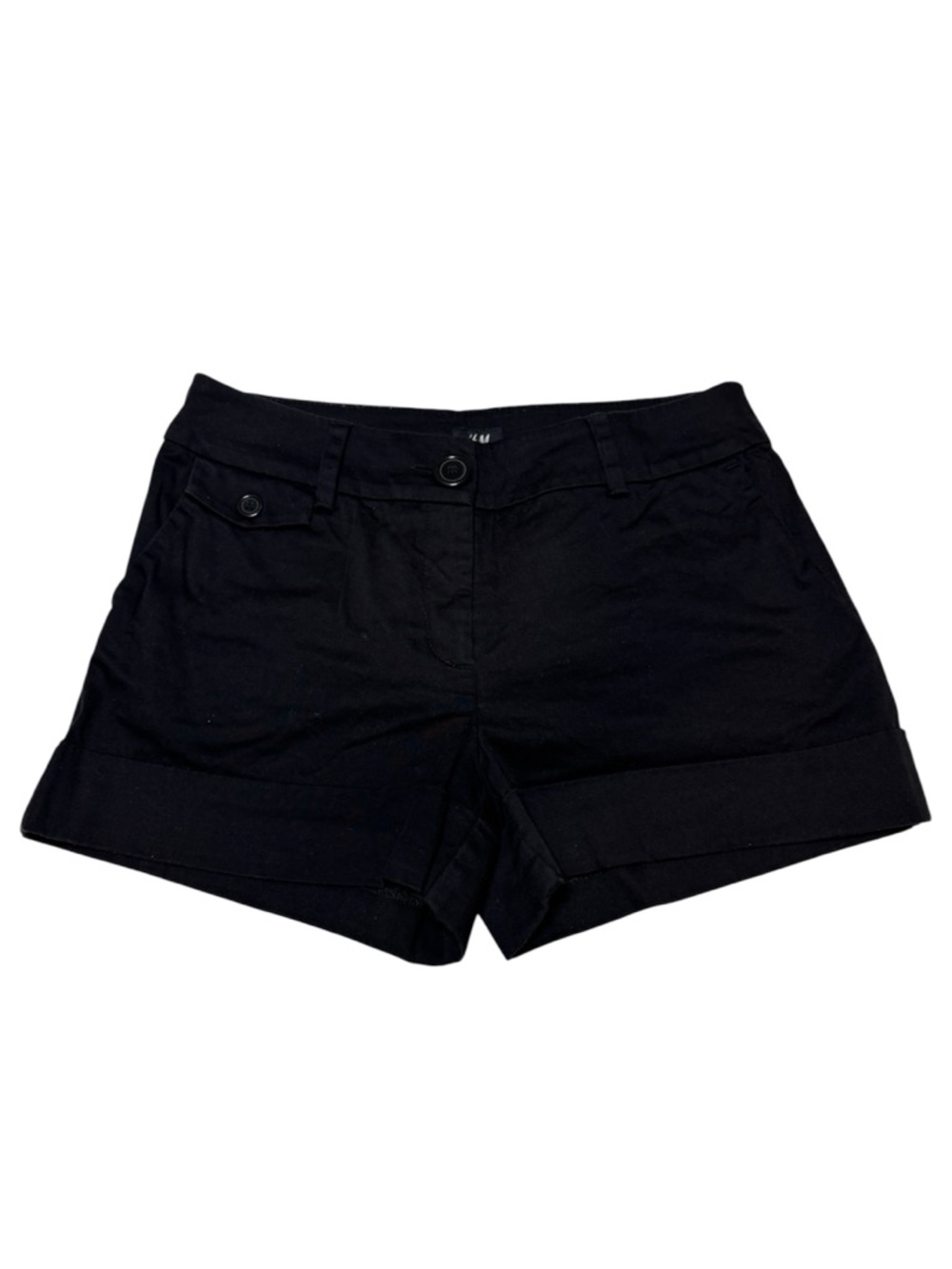H&M Womens Cuffed Shorts Size 6 Black Inseam 2.75 inches Basics Summer
